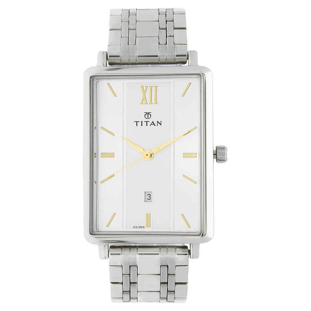 Titan Quartz Movement Analogue Silver Dial Stainless Steel Strap Men's Watch 1738SM01