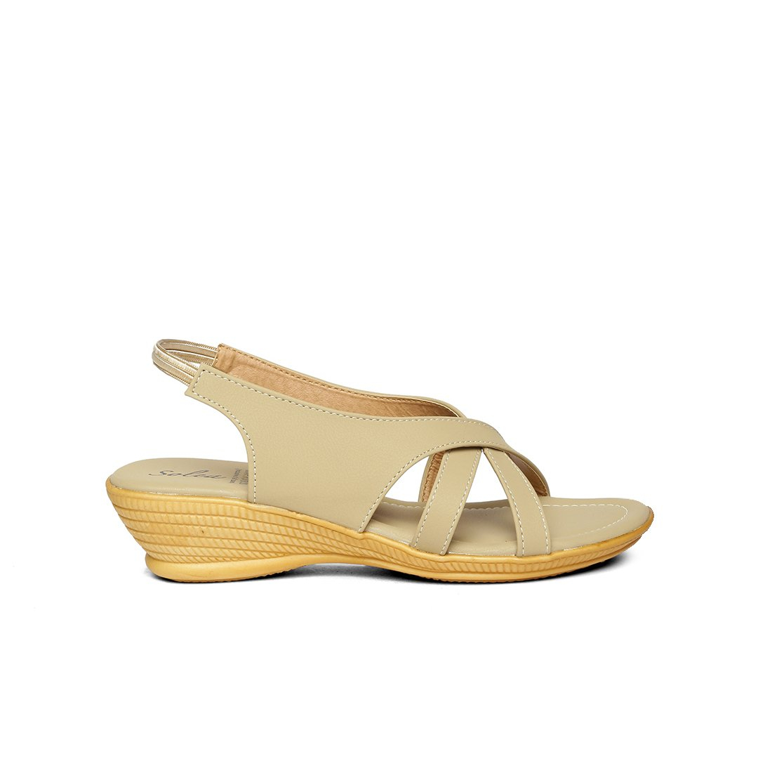 Paragon Beige Sling Back Sandals For Women 7501