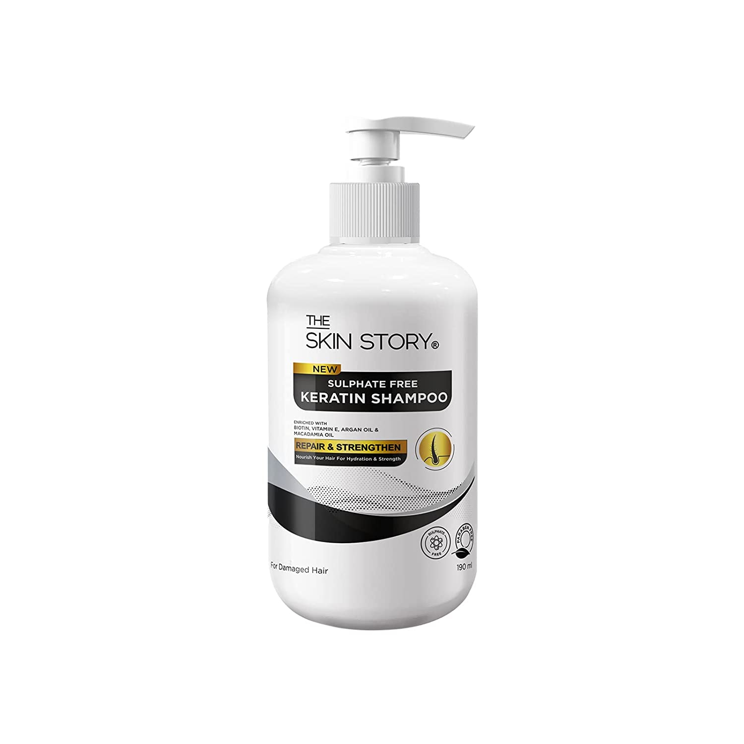 The Skin Story Sulphate Free Keratin Shampoo | Soft & Frizz Free Hair | Split End & Damage Repair | All Hair Types | 190ml