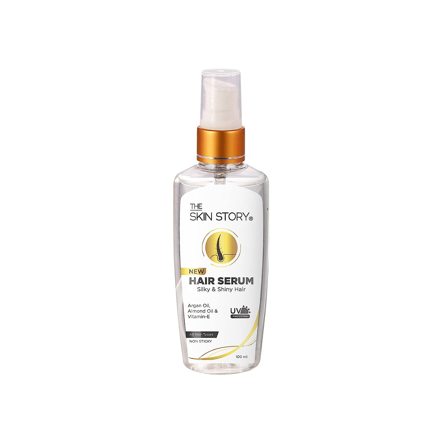 The Skin Story Anti Frizz Hair Serum | Non Sticky and UV | Argan Oil, Almond Oil, Vitamin E | All Hair Types | 100ml