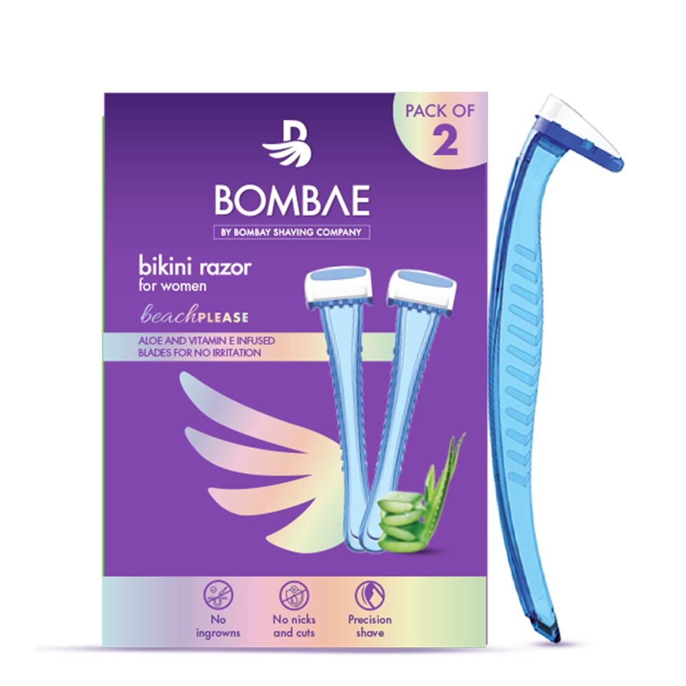 Bombay Shaving Bikini Line Hair Removal Razor for Women (Pack of 2) | Safe and Hygienic | Experience close and irritation-free shaves | Aloe Vera and Vitamin E