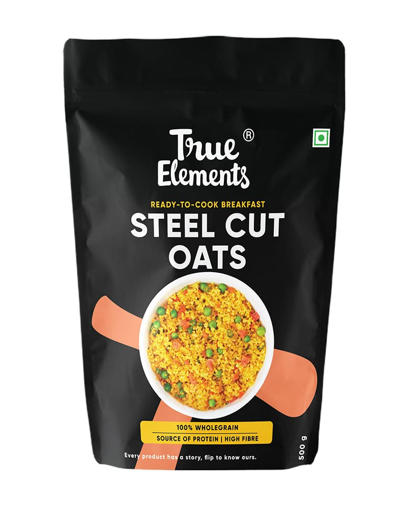 True Elements Steel Cut Oats 500gm - Gluten Free Oats | Diet Food | Healthy Breakfast | High in Protein and Fibre