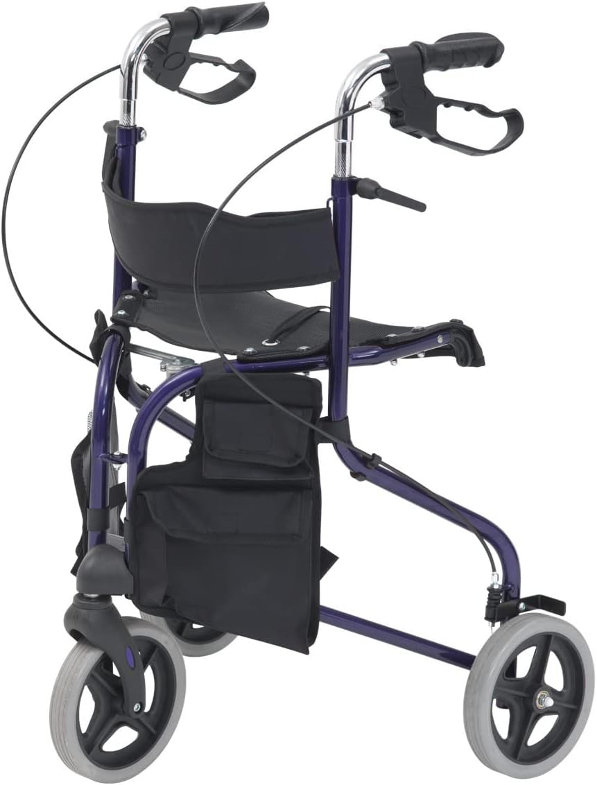 Drive DeVilbiss Healthcare Tri-Walker Walking Aid with Seat and backrest, Blue
