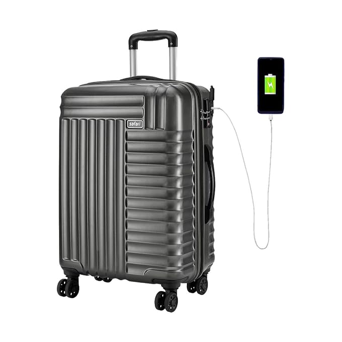 Safari Apex 8 Wheels Hard Luggage Large100% Polycarbonate | Fixed Combination Lock | USB Port