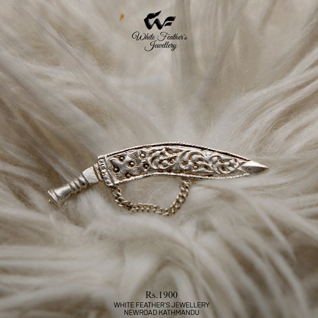 White Feathers Silver Brooch For Men