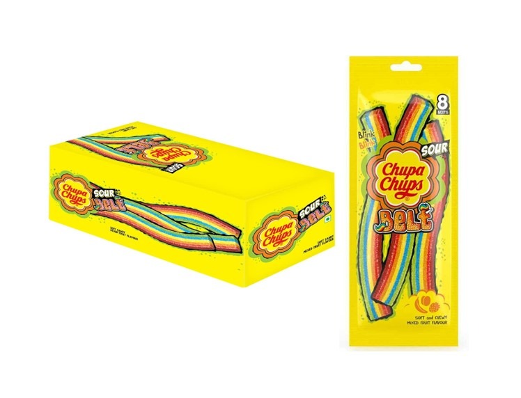 Perfetti Chupa Chups Belt Tray Ac Pack Mix Fruit Flavor 12 pcs