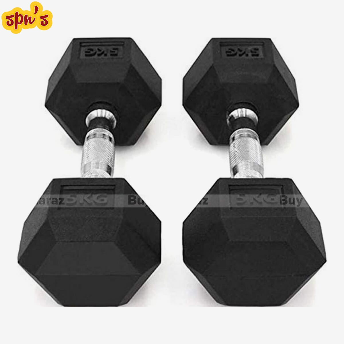 5Kg Rubber Hex Dumbells (Pair), 5 Kg Dumbell, Rubber Hex Dumbell ( 5Kg*2 Pc = 10 Kg), Dumbbells
