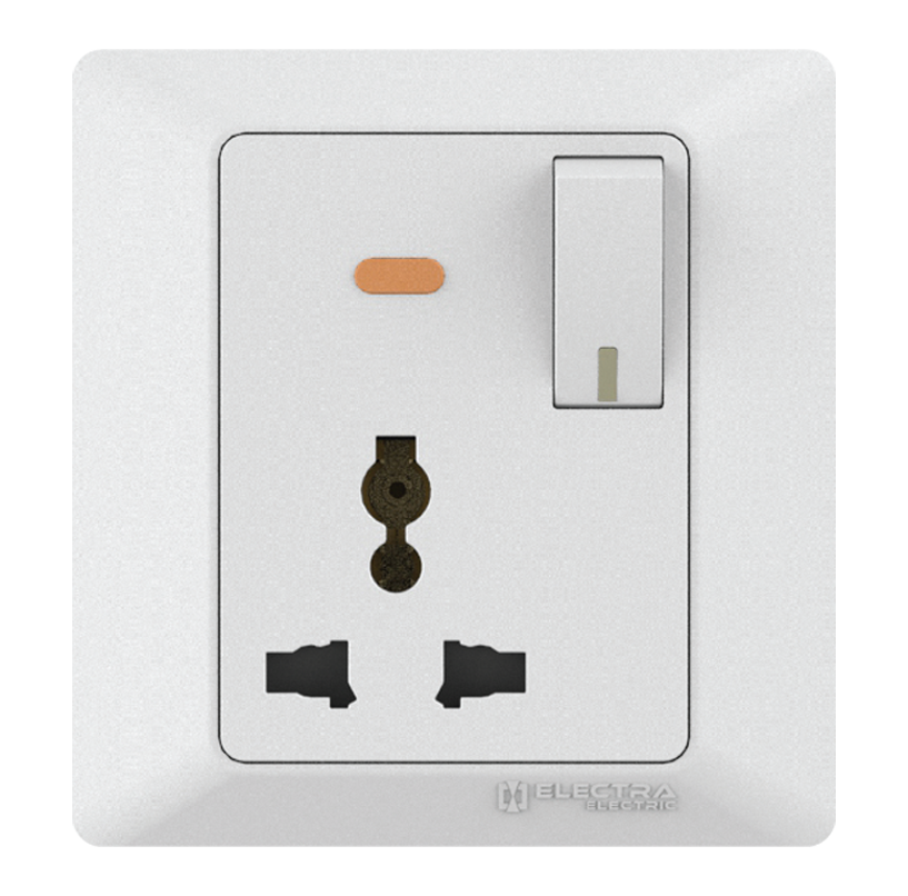 Electra Electric 6/13a 1 Gang Switch,socket & Ind. (Power Socket - 3×3)