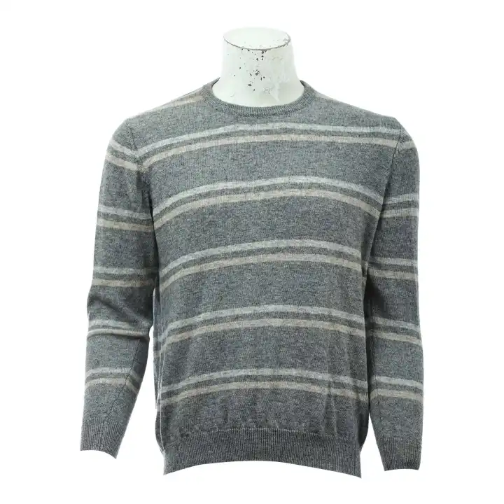 Grey Woolen Round Neck Full Sleeve Sweater For Men