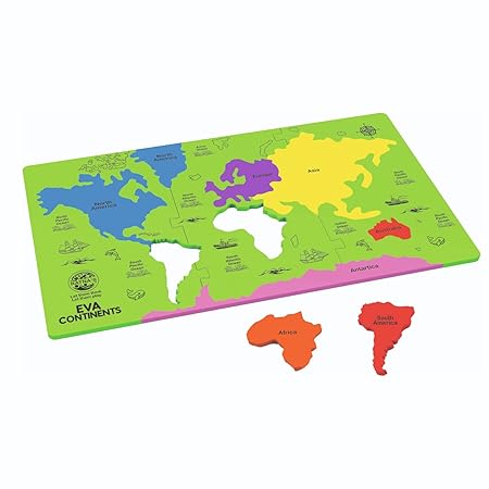 Ratnas Eva Continents Puzzle 2371 Jumbo Pieces Framed Puzzle for Kids to Learn & Play