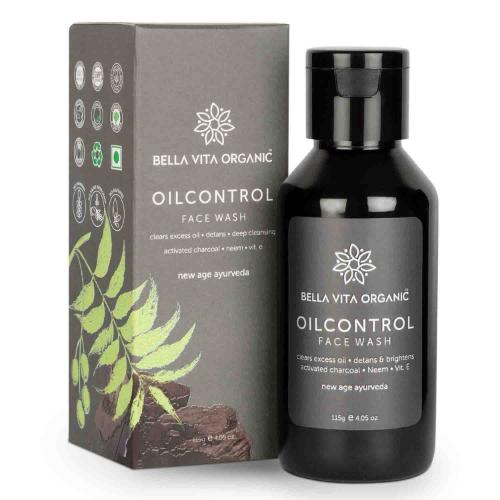 Bella Vita Organic Oil Control Face Wash with Activated Charcoal For Deep Cleansing, Dirt Removal & Skin Brightening - 115gm
