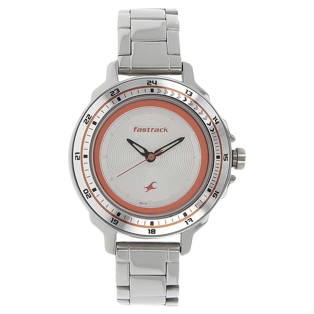Fastrack Silver Dial Silver Stainless Steel Strap Watch For Girls 6135SM01