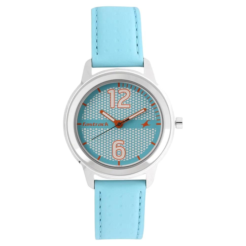 Fastrack Loopholes Blue Dial Leather Strap Watch For Girls 6169SL02