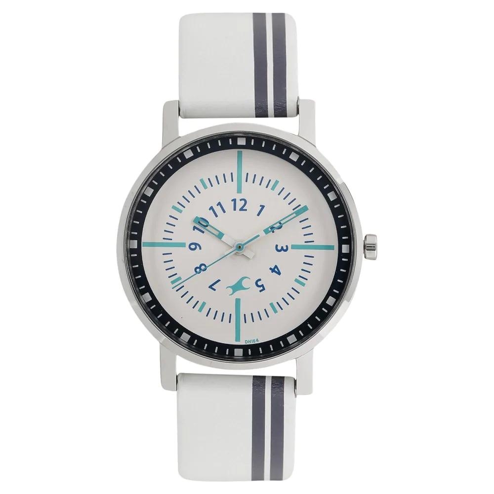Fastrack Varsity White Dial Leather Strap Watch For Girls 6172SL01