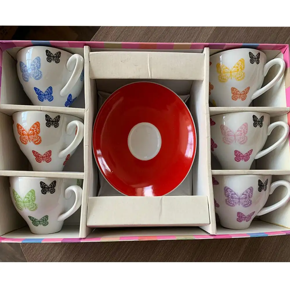 Generic 6194-1521abcdef - 12pc Cup Saucer Set Butterfly