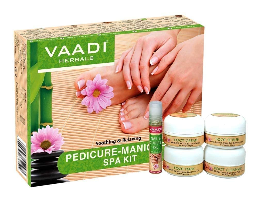 Vaadi Herbals Soothing and Refreshing Pedicure Manicure Spa Kit, Cream and Oil Set, 640g