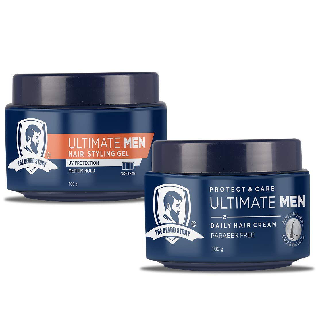 The Beard Story Protect & Care Hair Cream, Mens Daily Hair Cream-100G, Hair Styling Gel For Medium Hold-100G, Pro-Vitamin B5, Repair and Strengthen your hair for added shine