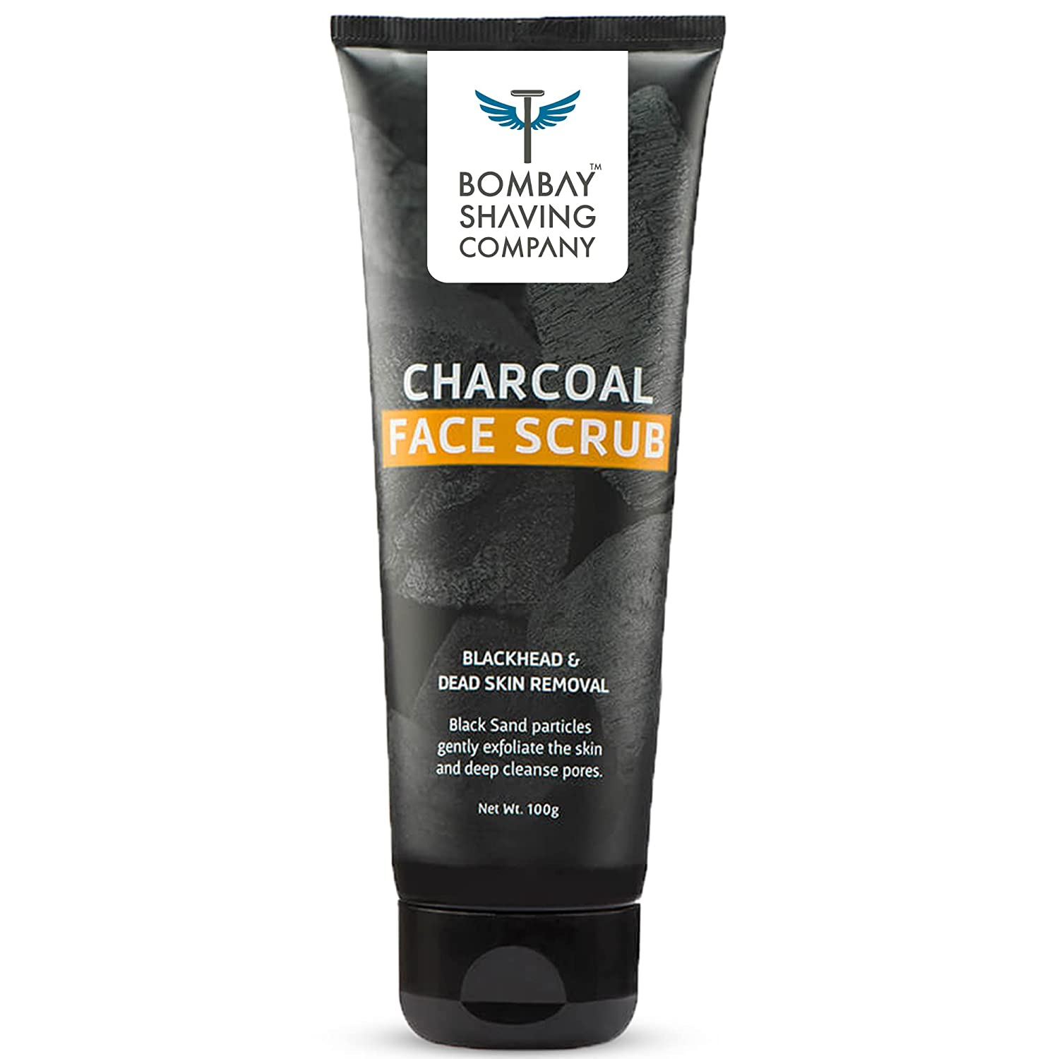 Bombay Shaving Company Charcoal Face Scrub with Black Sand, Exfoliates skins & Removes Black Heads, Black, 100 g