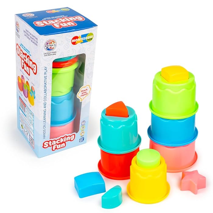 Ratna's Stacking Fun 2188 Beaker with Shape Sorting Learning Toy for Kids & Toddlers