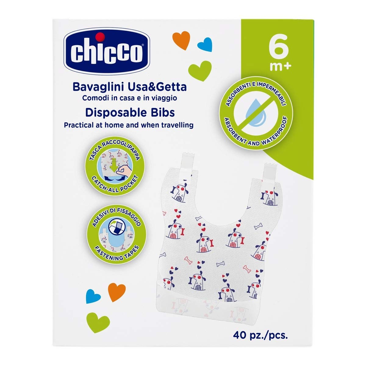 Chicco Disposable Bibs - 40 Pcs