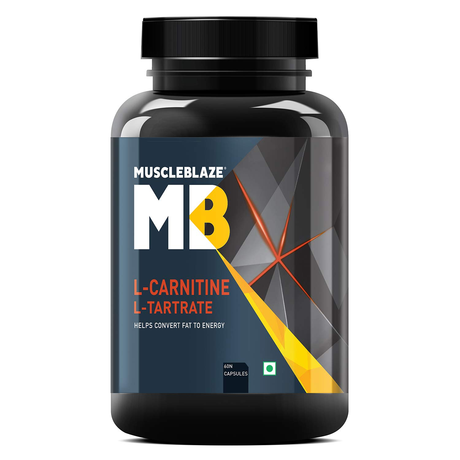 MuscleBlaze L-Carnitine L-Tartrate, 500mg L-Carnitine, Helps Convert Fat into Energy (Unflavoured, Pack of 60 Capsules)
