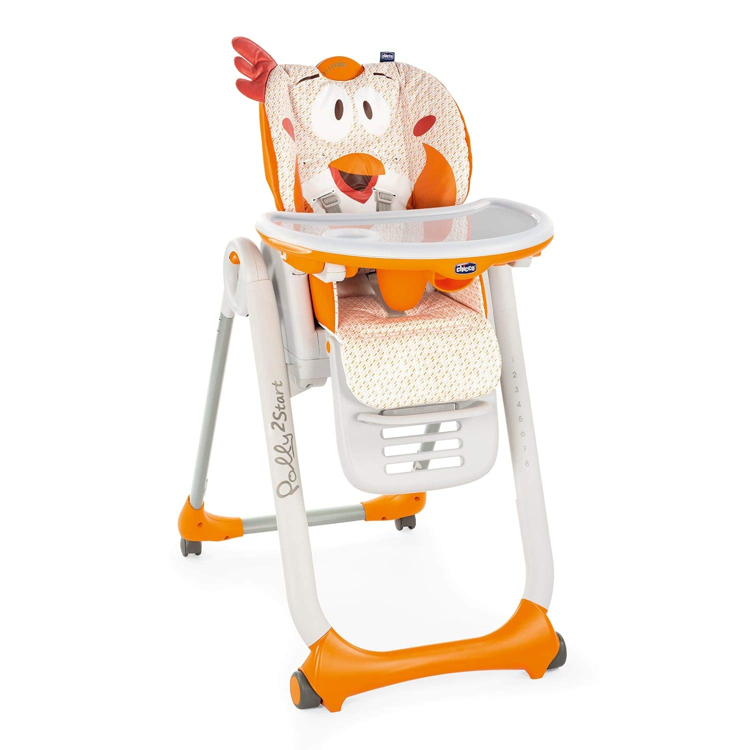 Chicco Polly2Start, 2-in-1 Highchair and Day-time recliner, 8-height Adjustments, For babies 0m+ (Fancy Chicken, Yellow)
