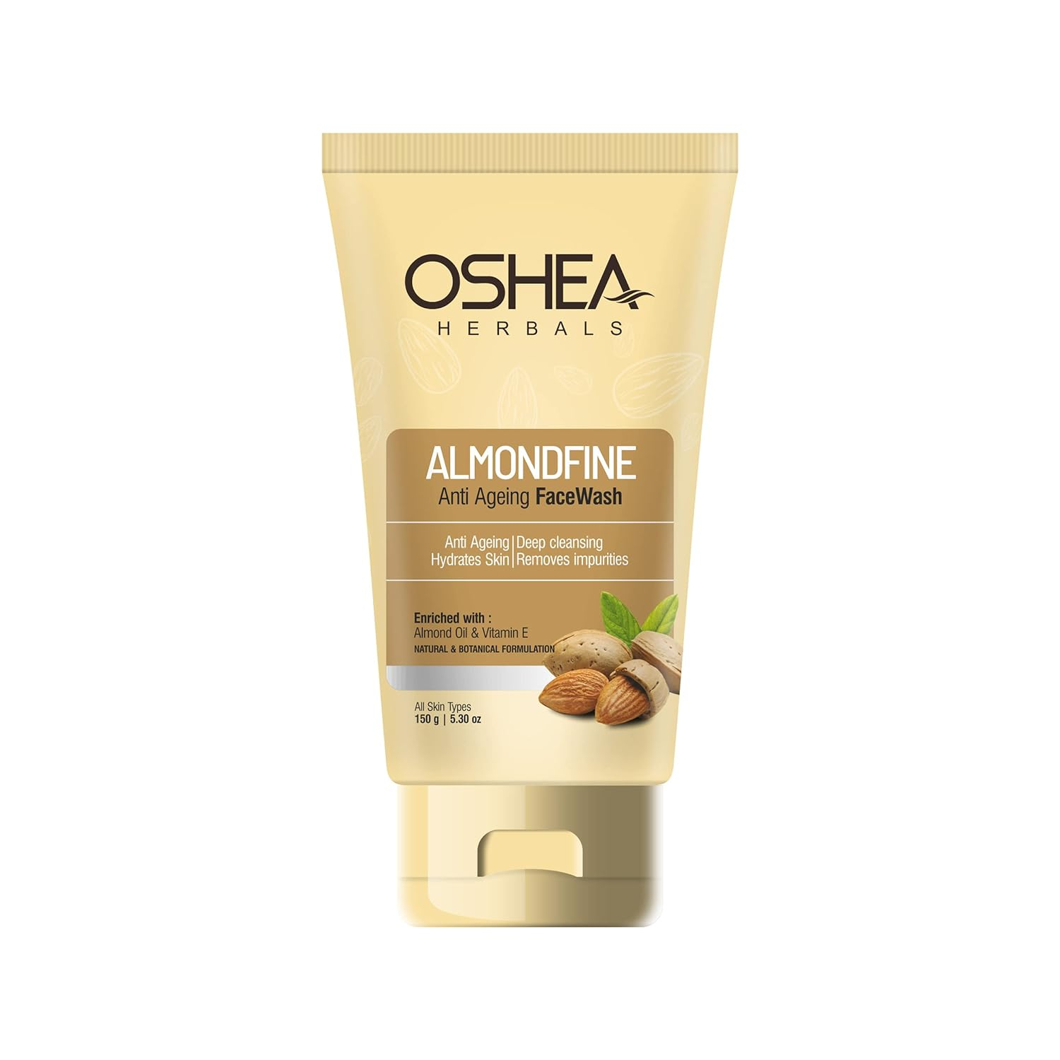 Oshea Herbals Almondfine Anti Agening Face Wash- | Deep Cleansing | Hydrates Skin | Tone & Removes Impurities | Almond Oil | Vitamin E 150 Gram
