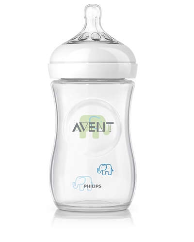 Philips Avent SCF627/17 Natural Deco Baby Bottle (Green Elephant)