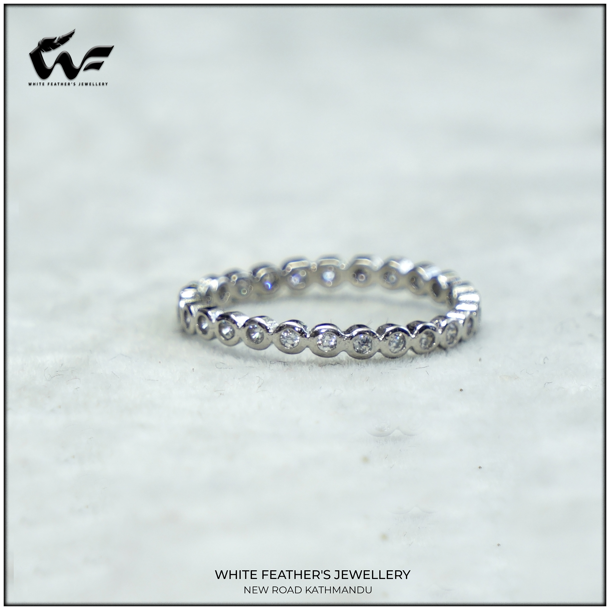 White Feathers Silver Ring For Women