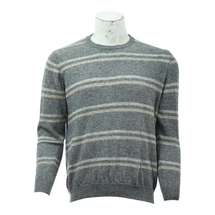  Round Neck Stripe Sweater In Pashmina Blend For Men