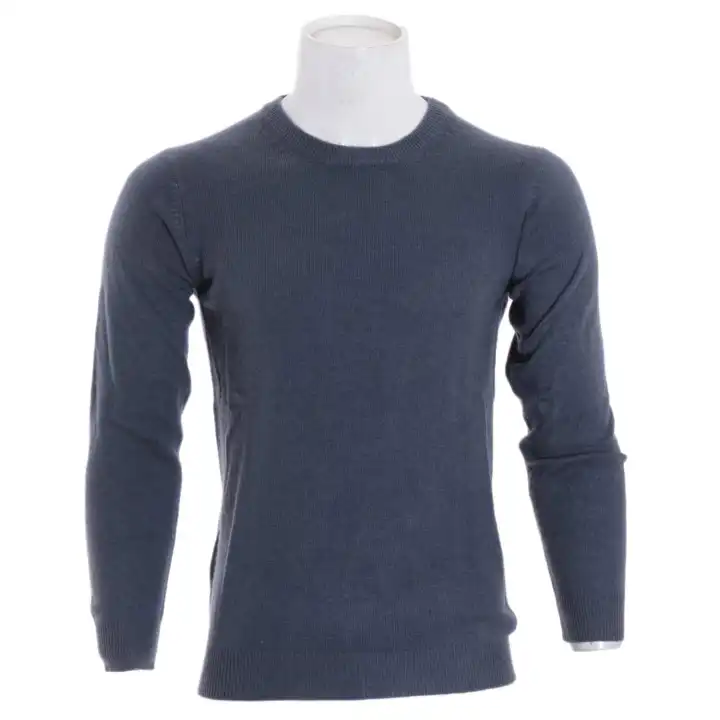 Blue Woolen Round Neck Full Sleeve Sweater For Men