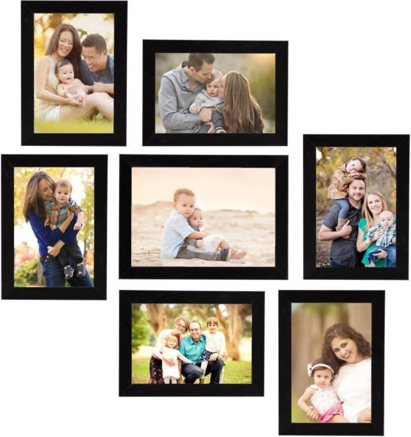 Collage Photo Frames, Set of 7,Wall Hanging (6 pcs - 4x6 inch, 1 pcs - 5x7 inch) (Black)