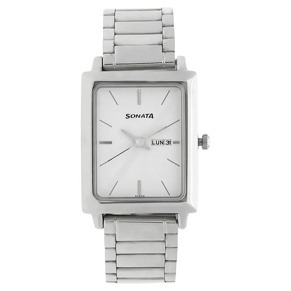 Sonata Classic Analog White Dial Men's Watch NK7078SM05