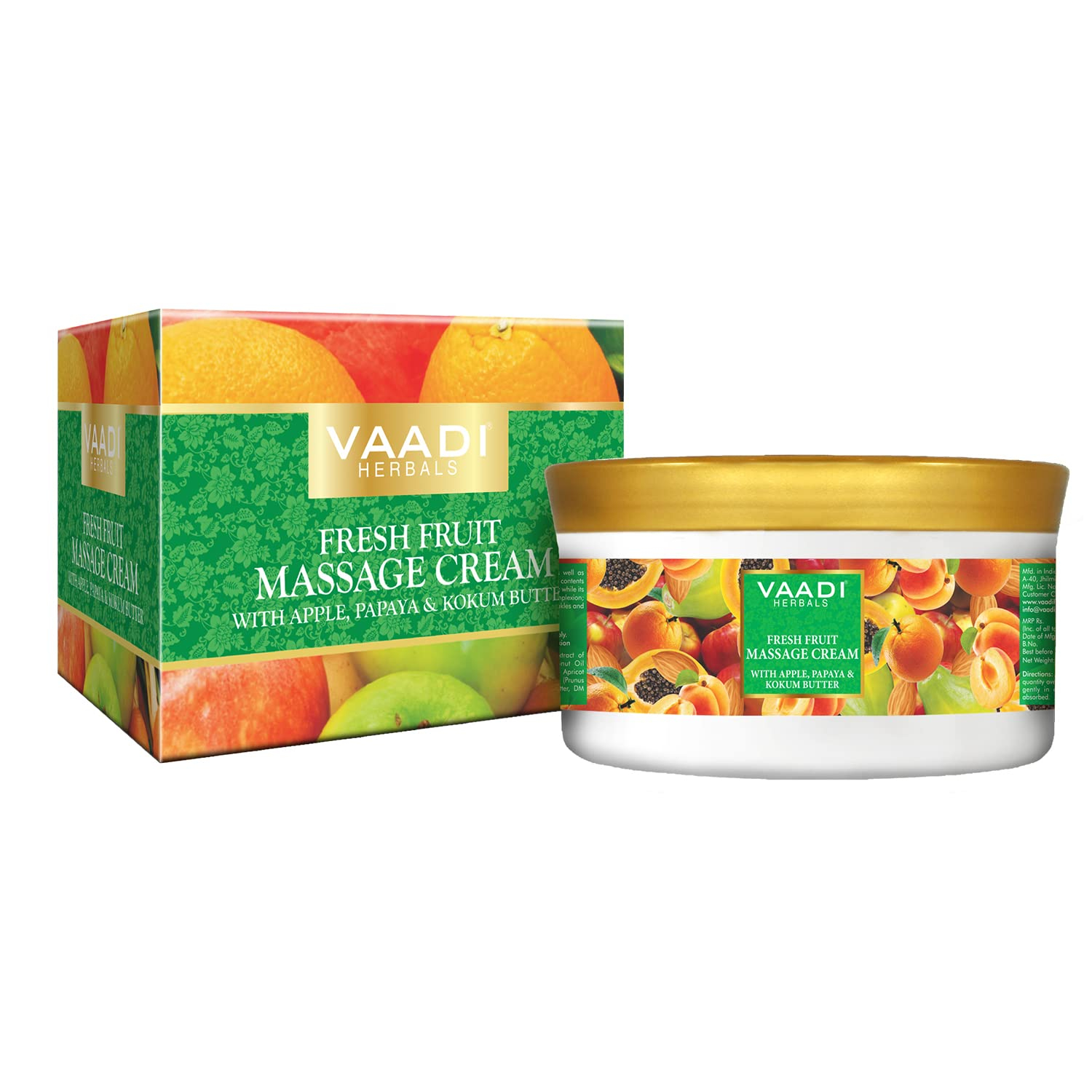 Vaadi Herbals Fresh Fruit Massage Cream With Apple, Orange, Papaya & Kokum Butter 500g