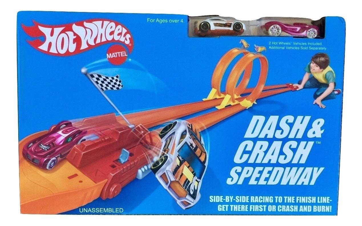 NEW Hot Wheels Retro Dash & Crash Speedway Nostalgic Track EXCL (DMW91) 