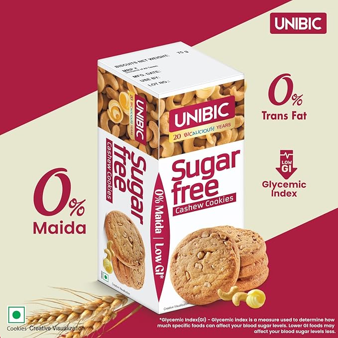 Unibic Sugar Free Cashew Cookies 75g