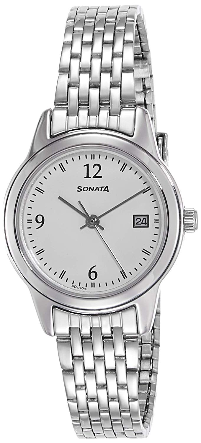 Sonata Essentials Analog White Dial Women's Watch 8157SM02