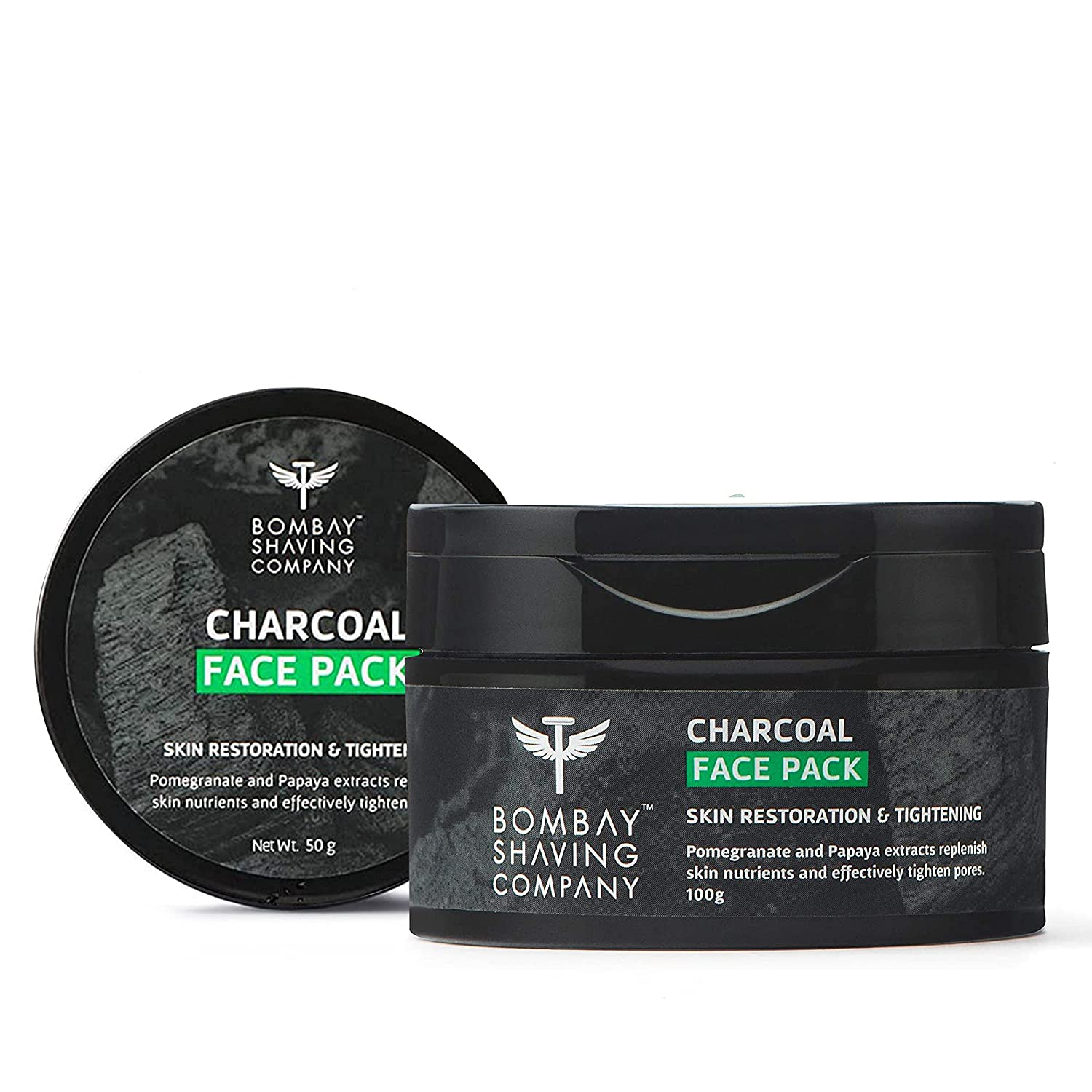 Bombay Shaving Company Charcoal Face Pack Anti-Pollution & Anti- Blackhead, No Parabens, Wash Off Face Mask, Black, 50g