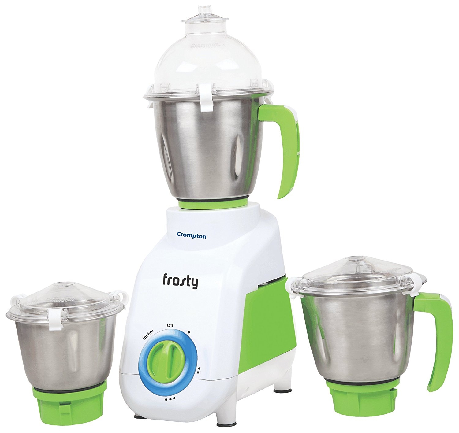 Crompton Frosty-TD62 650-Watt Mixer Grinder with 3 Jars (White/Green)