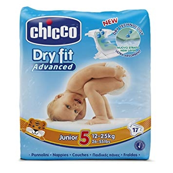 Chicco Dry Fit Advanced Diapers Junior Size - 17 Pieces