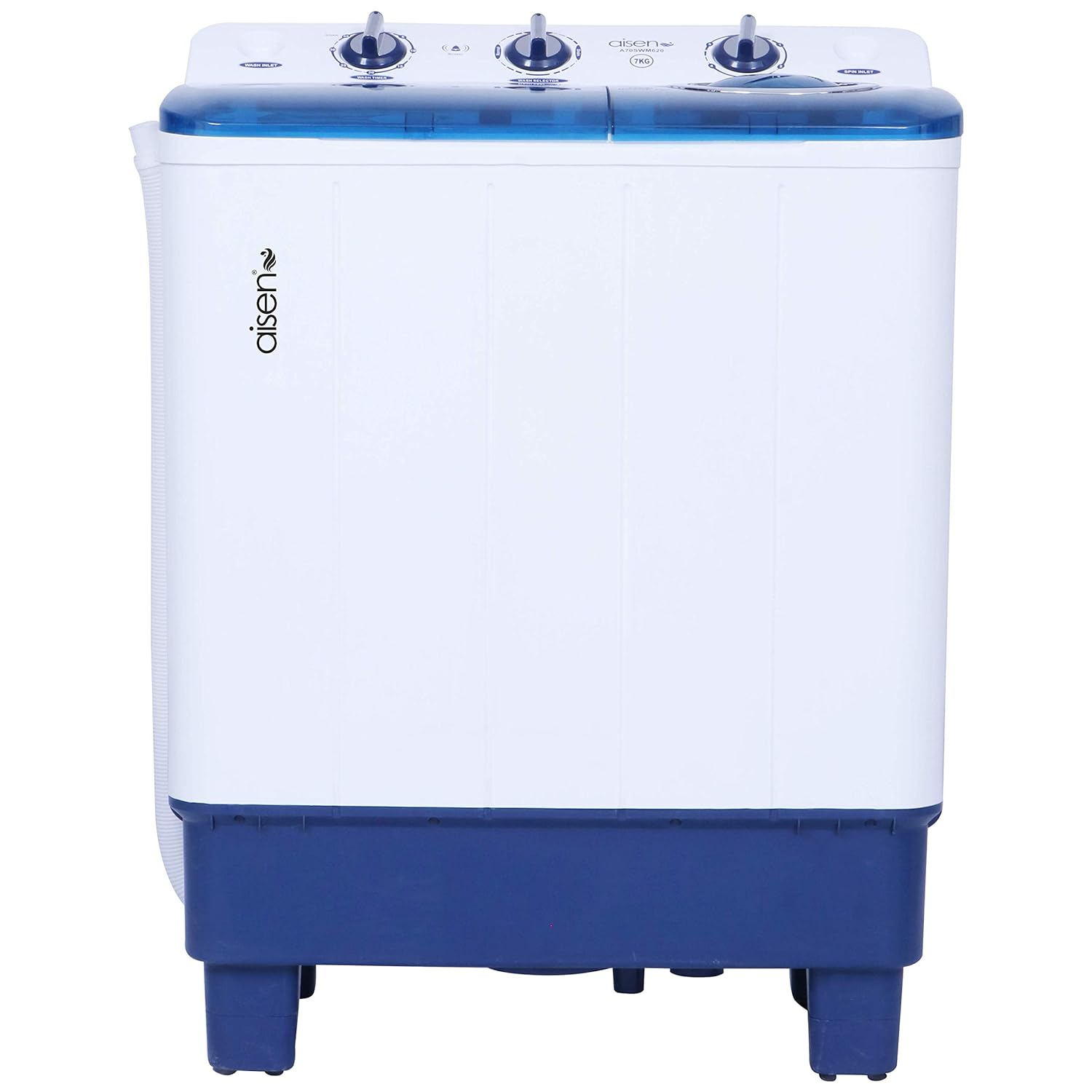 Aisen 7.0 kg Semi-Automatic Top Loading Washing Machine (A70SWM620, Blue, Heavy Duty Motor, Wave Pulsator, Chrome Finish Luxury Button)