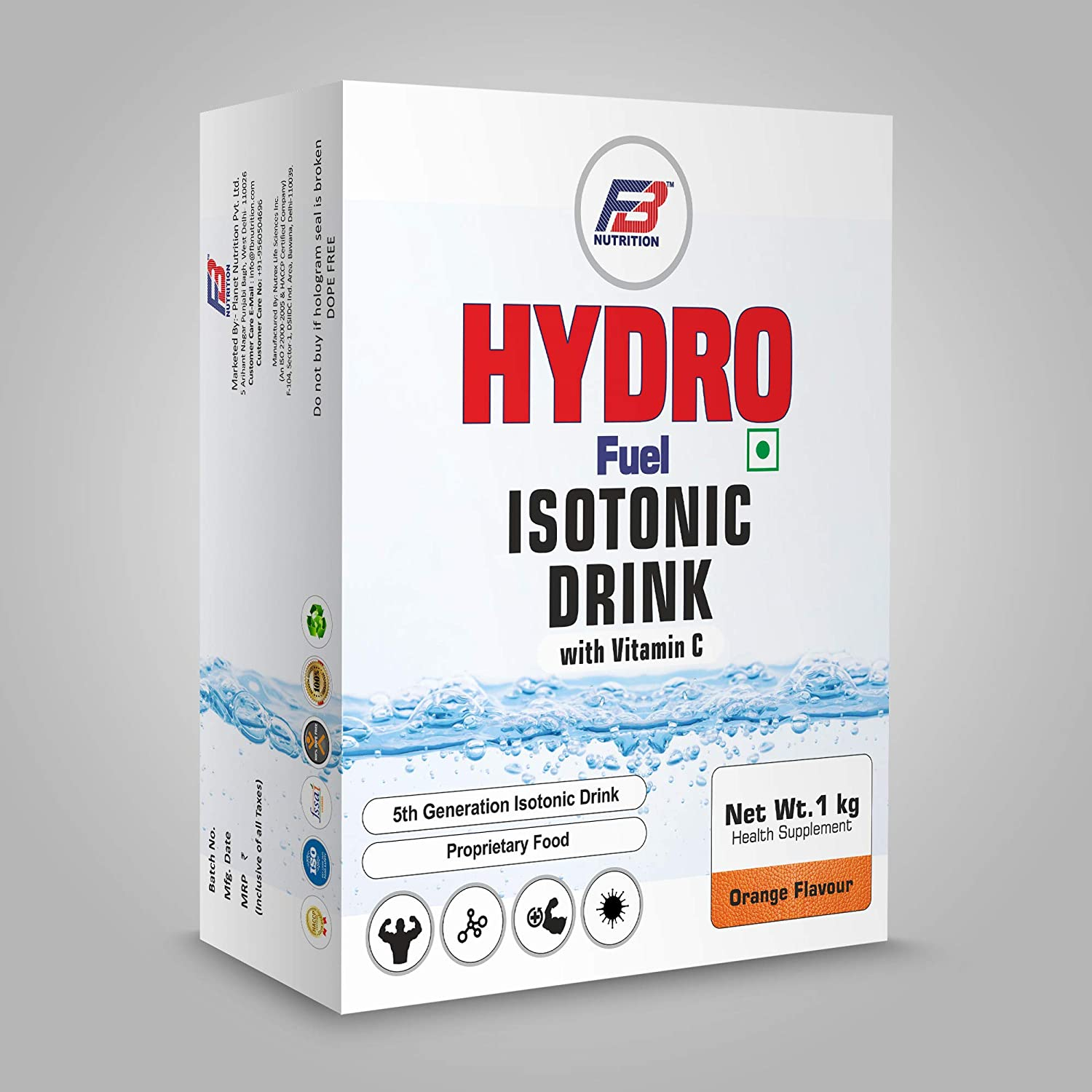 FB Nutrition Hydro Fuel, Isotonic Drink with Vitamin C,5th Generation Isotonic Drink (1 Kg, Orange)