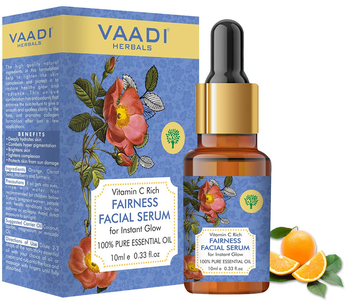 Vaadi Herbals Vitamin C Fairness Facial Serum - Brightens Skin, Lightens Complexion, Protects From Sun Damage, 10 ml