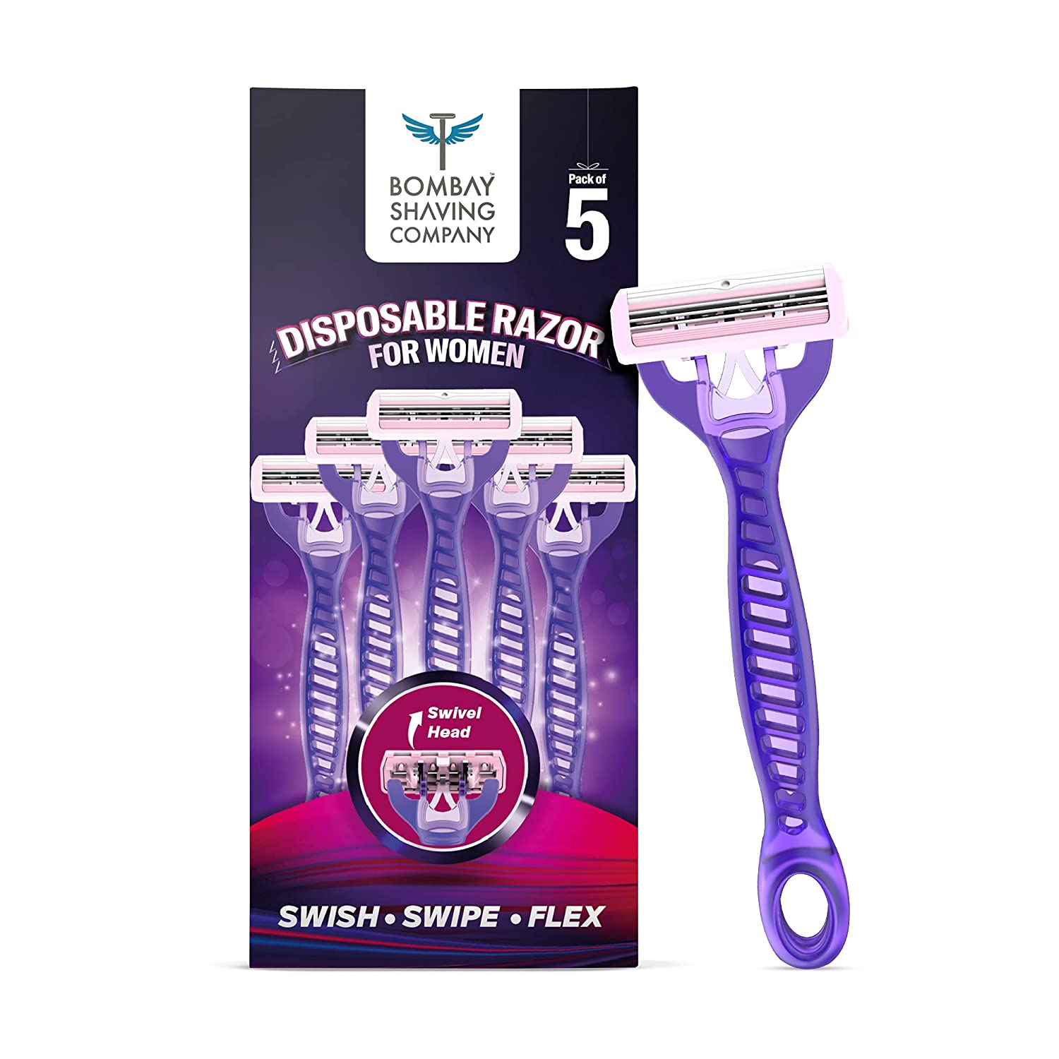 Bombay Shaving Hair Removal Razor for Women (Pack of 5) | Safe and Hygienic | Experience close and irritation-free shaves | Aloe Vera and Vitamin E