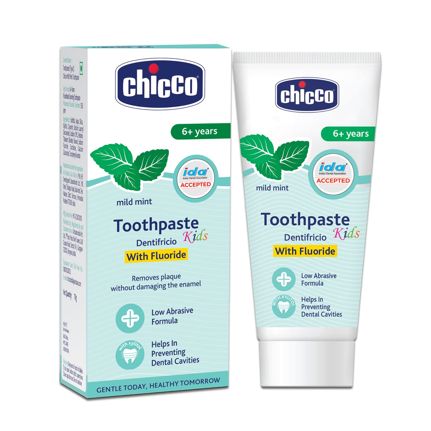  Chicco 70g Toothpaste, Mild Mint Flavour for 6Y+ Kids, Preservative-free, Cavity Protection