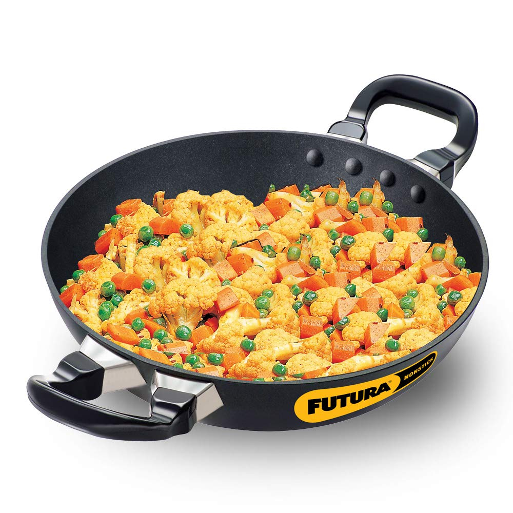 Hawkins Futura 2.5 Litre Deep Fry Pan, Non Stick Kadai, Round Bottom Kadhai, Black (NK25)