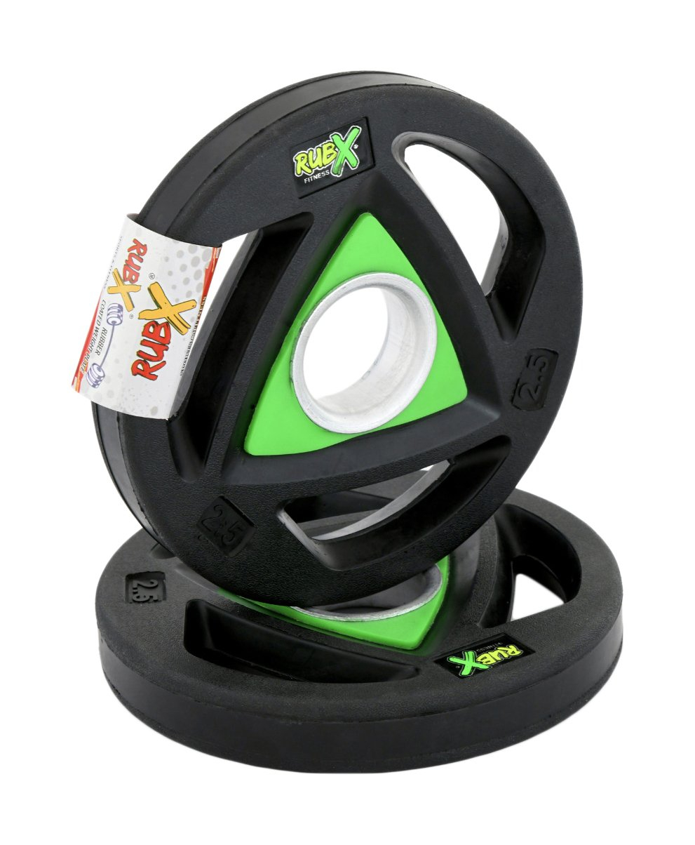Rubx 2.5 Kg Rubber Coated Metal Integrated Tri-grip Weight Plates 31 Mm Center Hole Diameter Weight Plate 2.5 Kg