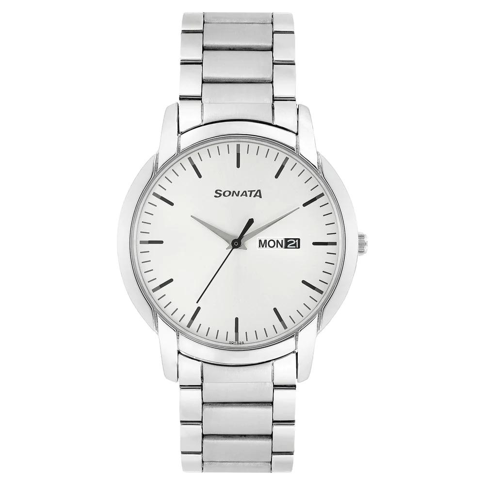 Sonata Reloaded Silver Dial Stainless Steel Strap 77031SM04
