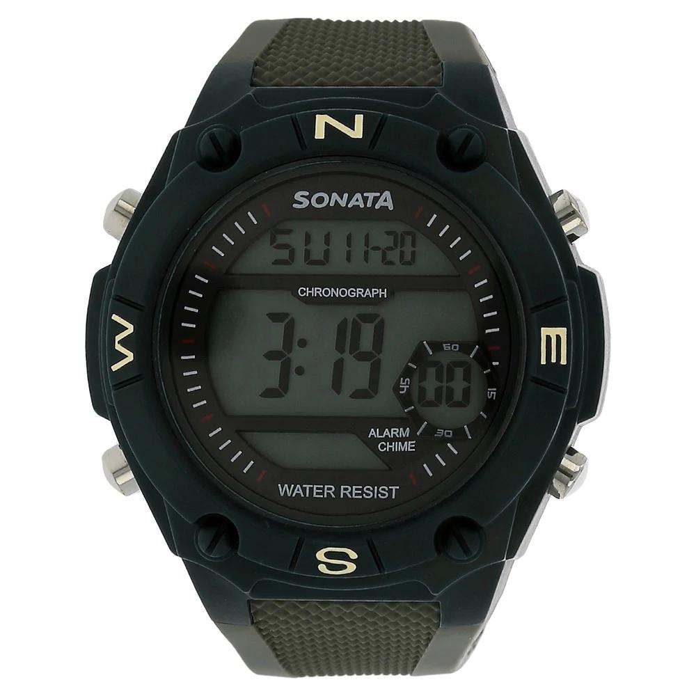 Sonata Grey Dial Grey Plastic Strap Watch For Men 77033PP01