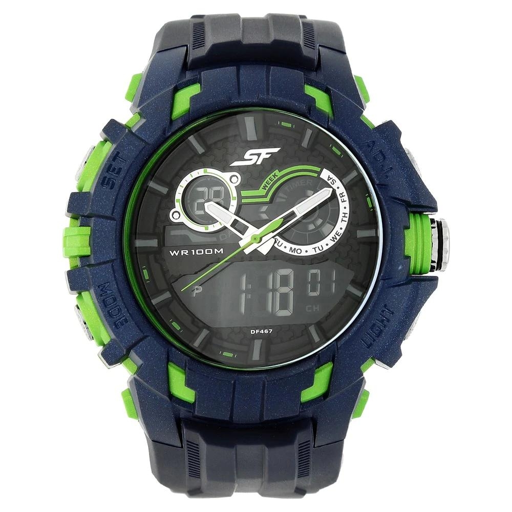Sonata Ocean Series Watch With Black Plastic Strap For Men 77045PP04